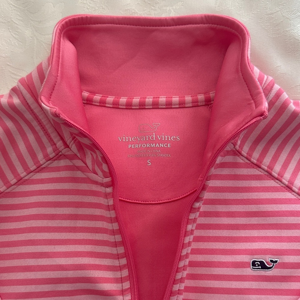 Vineyard Vines Pink Striped Half-Zip Pullover - Picture 2 of 6